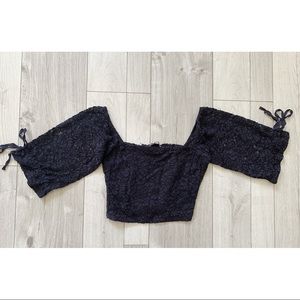 Zara Navy Blue Lace Crop Top